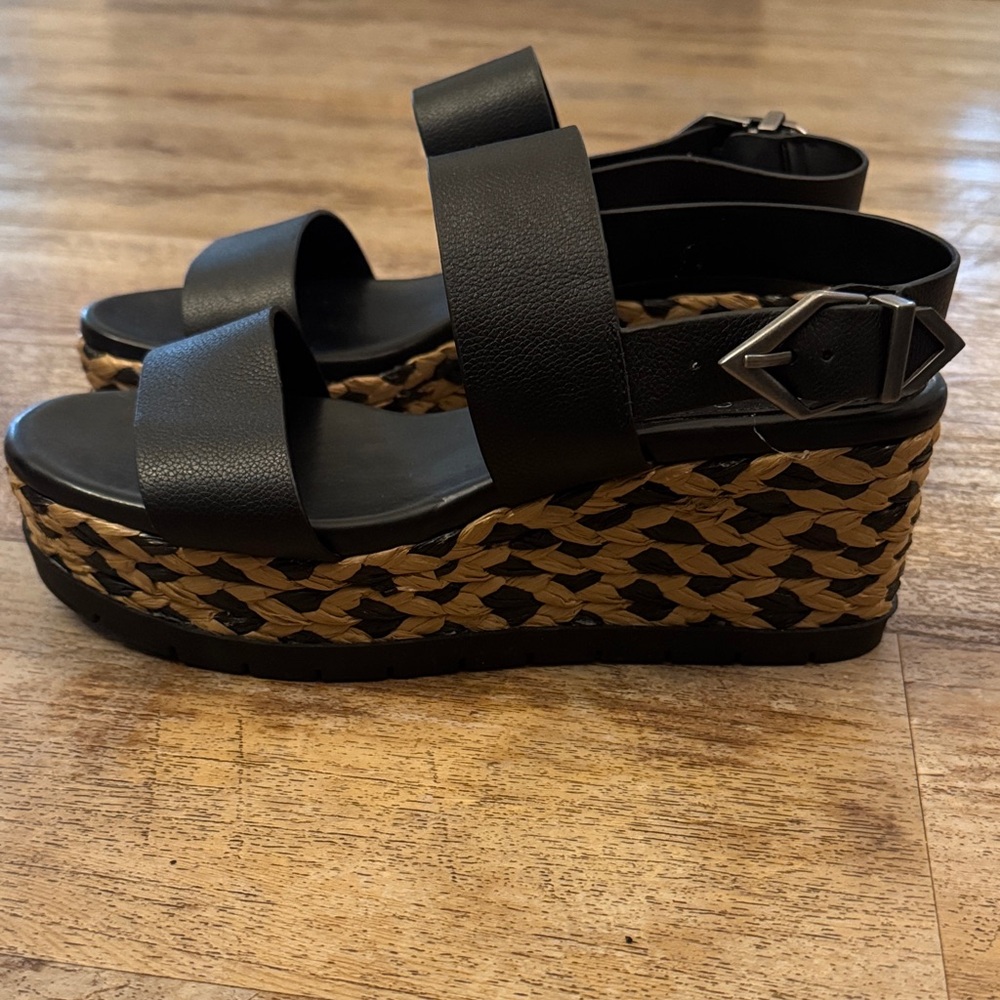 Black Woven Platform Sandals
